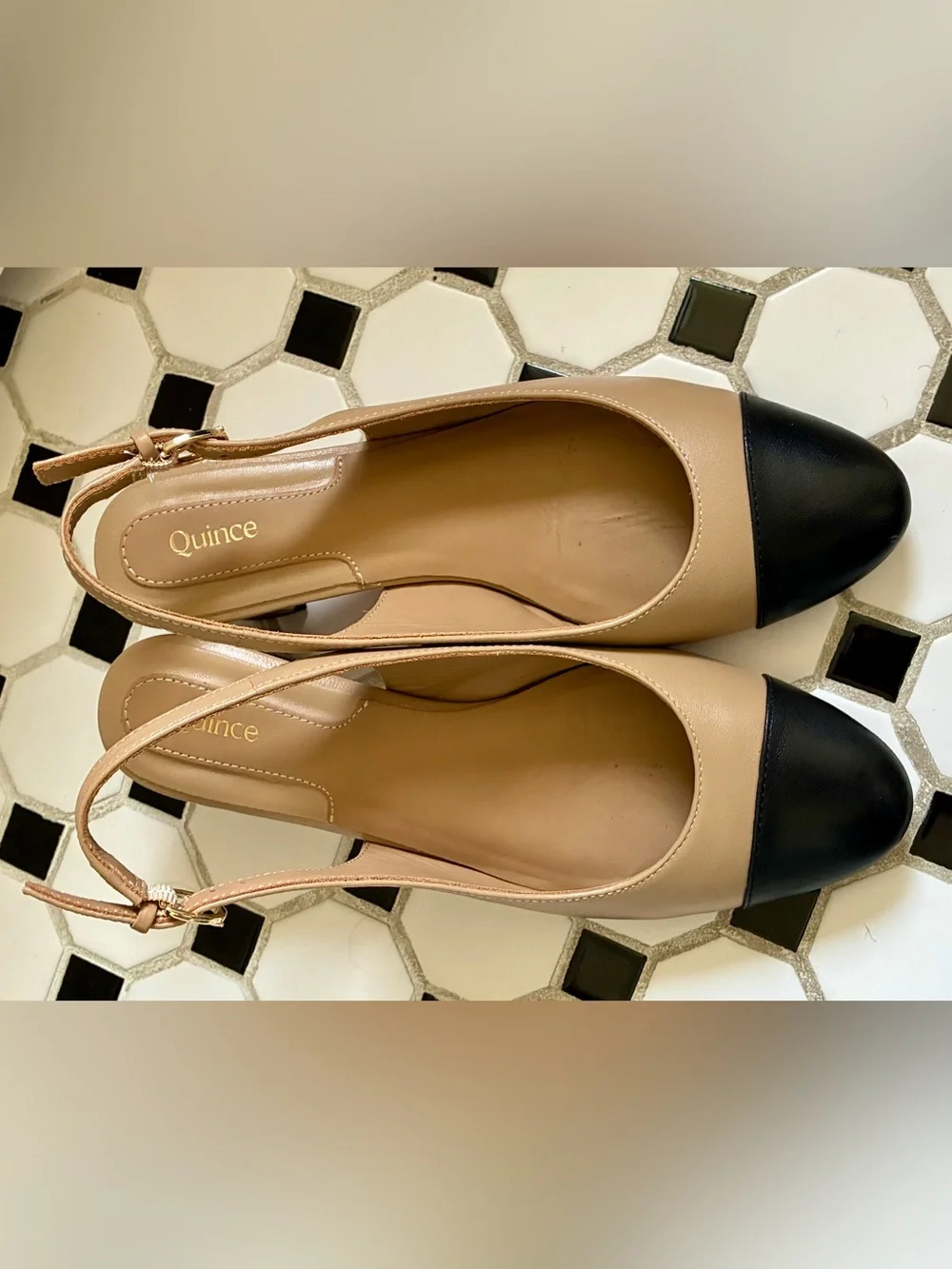 Quince Italian Leather 65mm Captoe Slingback Heel Sz 6.5